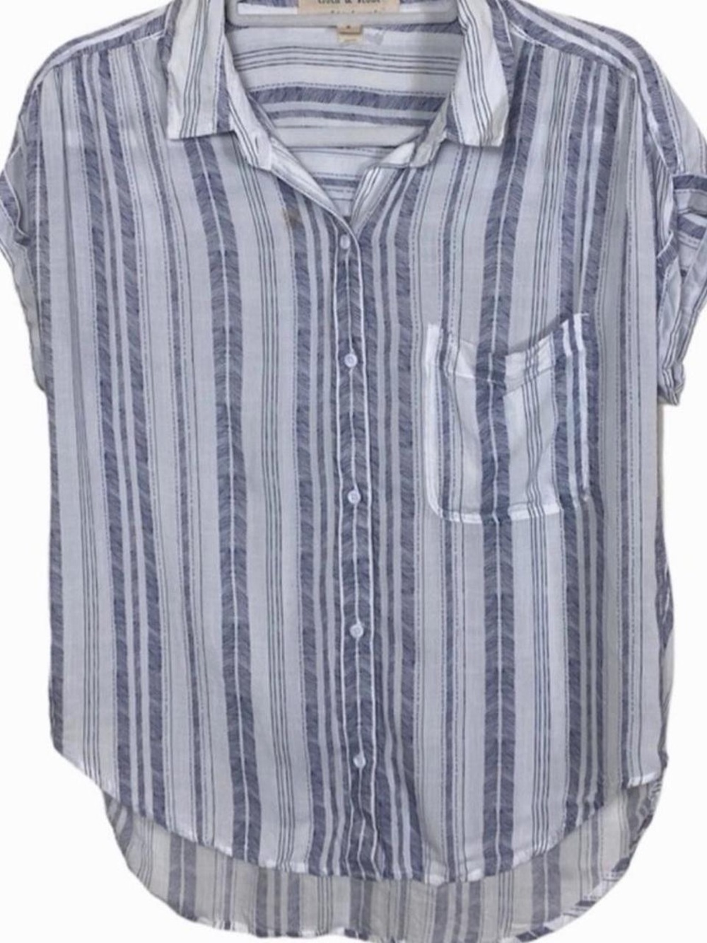 cloth & stone Navy and White Striped Button Shirt